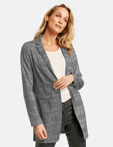 Long Blazer Made Of Stretchy Textured Fabric In Black Gerry Weber